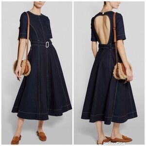 Tommy Hilfiger HILFIGER COLLECTION BELTED NAUTICAL DENIM MIDI DRESS NWT!